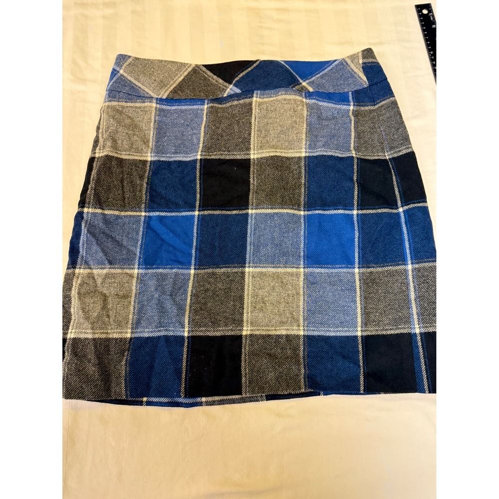 Talbots Blue Plaid Wool Blend Mini Skirt 10 90s Grunge Fall Preppy Y2K Ivy